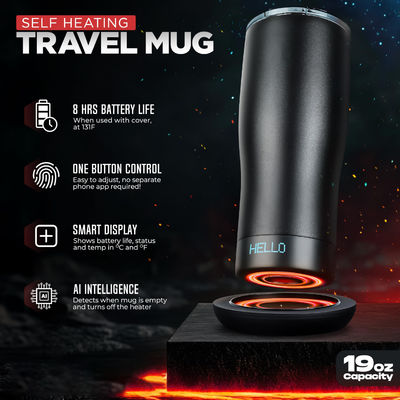 カスタム スマート 暖かい カフェ mug LED スクリーン 自律調節温度 便利な直接飲酒 旅行車