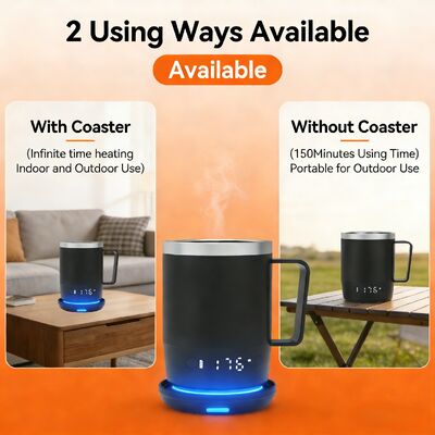 ポータブルステンレス・ステール・LED デジタル温度制御自熱コーヒーカップ 工場設計 スマートコーヒーカップ