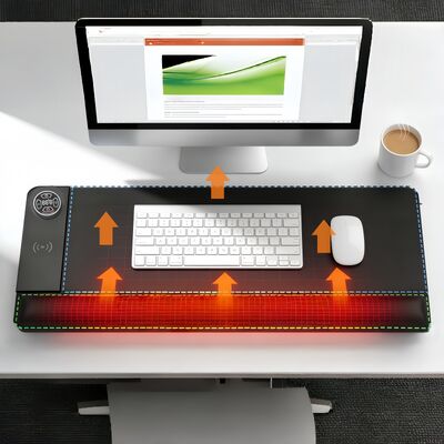 ワイヤレス充電とリストレスト付きのカスタマイズ可能な過熱保護ヒーターマウスパッド インテリジェントヒーティングマウスパッド