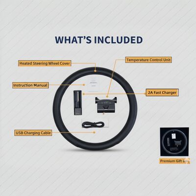 過熱保護、滑り止めグリップセット付きの卸売グラフェン加熱ステアリングホイールカバー、急速加熱レザー