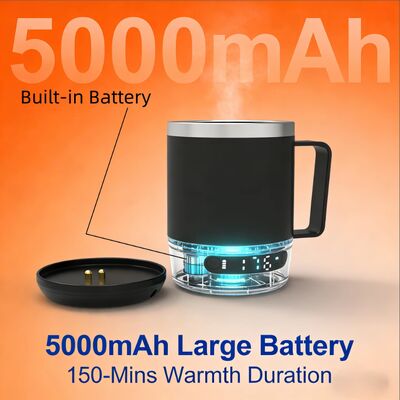 卸売 ポータブル 自熱カップ 5000 MAh バッテリー 18oz カフェウォーター 充電式 自熱旅行カップ オフィス用