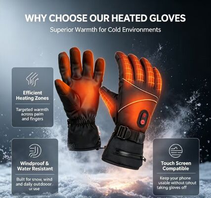 電熱グローブ、グラフェンシートバッテリー式 5V 加熱グローブ、40-65℃ 調節可能 防風 防水 サーマル ウォーム グローブ スキー サイクリング キャンプ 作業用