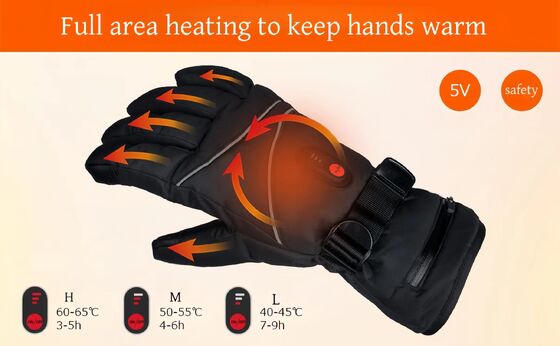 バッテリー駆動電動加熱グローブ グラフェンサーマルヒーティンググローブ 40-65℃ 調節可能 防風 防水 加熱ハンドウォーマー ユニセックス 冬用グローブ スキー サイクリング オートバイ アウトドアスポーツ用