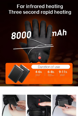 バッテリー駆動電動加熱グローブ グラフェンサーマルヒーティンググローブ 40-65℃ 調節可能 防風 防水 加熱ハンドウォーマー ユニセックス 冬用グローブ スキー サイクリング オートバイ アウトドアスポーツ用