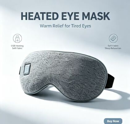 加熱アイマスク、超ソフトPU電動ウォームアイマスク 35-55℃ 調節可能な温度、1000mAh充電式ポータブルヒーティングアイマスクで目の疲れを軽減、旅行、オフィス、自宅、学校での使用