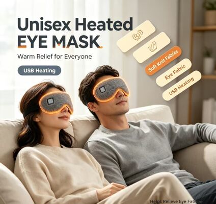 ユニセックス加熱アイマスク、USB充電式ソフトニット生地サーマルアイマスク、温度調節可能な温湿布アイマスク、目の疲れを和らげます、男性、女性、ホームオフィス、旅行用