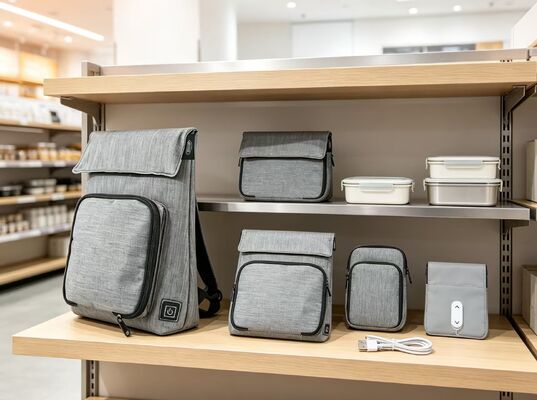 ポリエステル繊維USBヒッティングランチバッグ 防水・防漏食品暖房機 取れる洗えるヒッティングユニット 50~59°C 3レベル温度調整 移動中の食事の暖房