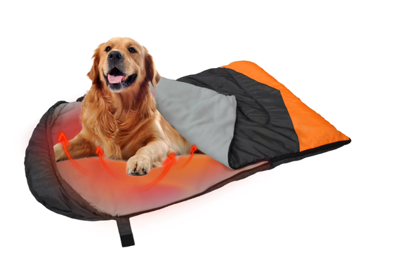 コンパクトで収納しやすい、折りたたみ可能なペット用寝袋。軽量0.93kg。小型・中型犬各種に対応。家庭や寒い日のアウトドアアクティビティに最適。