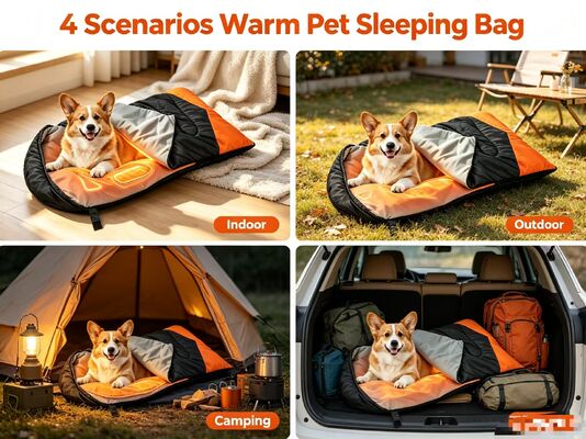 折りたたむポータブル暖かい犬用寝袋 持ち運びと保管が簡単 温度を3レベル調節できる 防水・防擦 ペット用寝袋 CE FCC ROHS認証