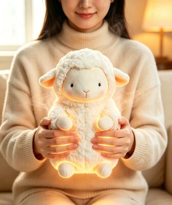 可愛い暖かい羊 携帯用充電式ハンドウォーター,3 温度設定 40−60°C,6−8 時間 作業時間,USB パワーバンク 移動中の使用をサポート,コンパクト 9*15*18cm ポリエステル 冬用ポケットヒーター