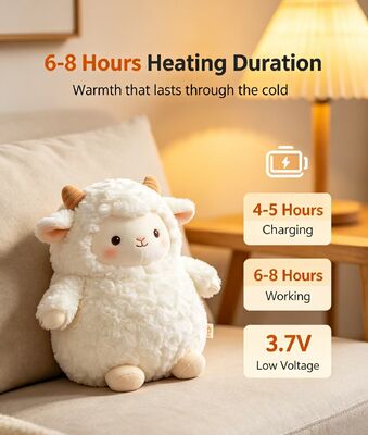 可愛い暖かい羊 携帯用充電式ハンドウォーター,3 温度設定 40−60°C,6−8 時間 作業時間,USB パワーバンク 移動中の使用をサポート,コンパクト 9*15*18cm ポリエステル 冬用ポケットヒーター