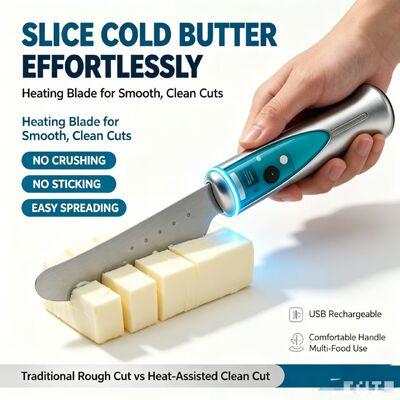 卸売インテリジェントバター加熱ナイフ、タッチセンシング防水ステンレス鋼電動バターカッター、CE FCC RoHS、OEM ODMカスタムロゴ対応