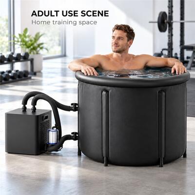 外部冷蔵庫付き氷浴タンブ 黒色丸い冷水浴タンブ 2つの水管フィルターとカスタムプロジェクト用のカバー付き