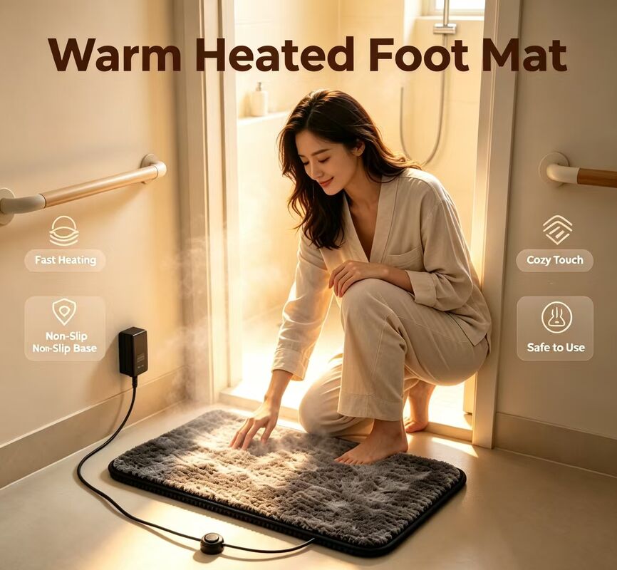 Drying Foot Mat Made from Fabric Material with Anti Slip Bottom and Intelligent Temperature Control for Long Time Comfortable