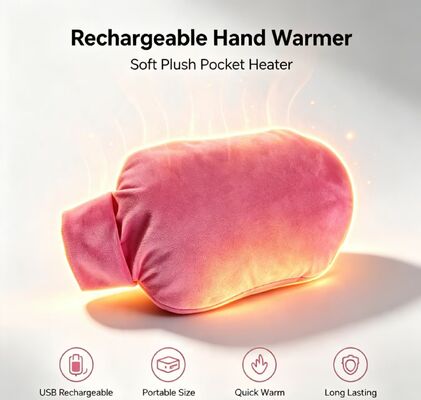 バケツ型充電式ハンドウォーマー、クリスタル超ソフト調節可能温度電動加熱ハンドポーチ、家庭、学校、屋外旅行用12V 2A DC充電加熱パッド