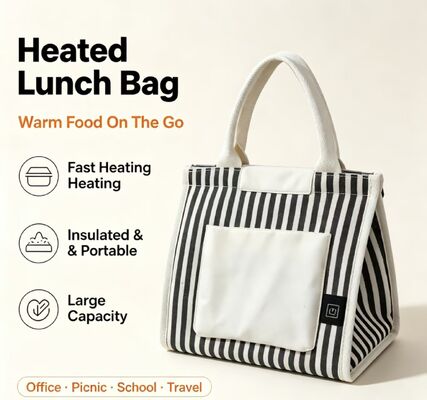 携帯型暖かいランチバッグ USB電源付き,急速な加熱 3つの温度モードの電気食品暖房機,軽量 0.295KG オフィス,学校,屋外用 熱トート